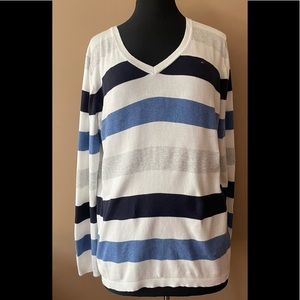 Tommy Hilfiger Women's White Striped Sweater size XL
